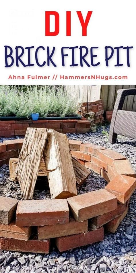 DIY Brick Fire Pit - Ahna Fulmer Leftover Bricks Ideas Diy Projects, Diy Brick Fire Pit, Leftover Bricks, Basements Ideas, Campfire Meals, Make A Fire Pit, Paver Molds, Brick Ideas, Make A Fire