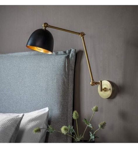 Black Wall Lamp, Bedside Wall Lights, Black Wall Lamps, Brass Wall Light, Richmond Interiors, Design Statement, Paint Shades, Black Wall, Metal Furniture