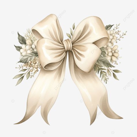 watercolor winter illustration christmas satin beige ribbonxaxa ribbon bow bow gift bow png Christmas Flowers Illustration, Bow Png Transparent, Beige Christmas, Transparent Watercolor, Bow Clipart, Illustration Christmas, Fancy Bows, Watercolor Winter, Easy Backdrops