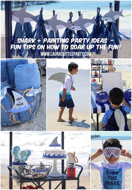 Painting Party Ideas, Shark Themed Birthday, Shark Themed Party, Shark Painting, Shark Facts, Shark Themed Birthday Party, Swim Party, Fishing Party, Shark Birthday Party