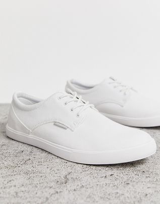 White Plimsolls, Mens Summer Shoes, Shoes Ideas, Sneakers For Men, 1 Of 1, Laid Back Style, Online Sale, White Canvas, Jack Jones