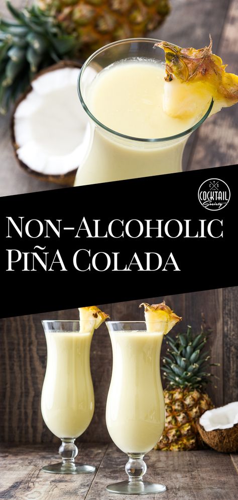 Making a non-alcoholic Piña Colada can be as simple as blending pineapple juice, cream of coconut, and crushed ice. But this recipe is better than that, and still so easy-to-make. 🥥🍍 #mocktail #nonalcoholiccocktail #cocktail #mocktailrecipe #noalcohol #pinacolada #nonalcoholicpinacolada #zeroproof #cocktailinspiration #tropicalmocktail #virginpinacolada #coconut #pineapple Mocktails Pinacolada Recipe, Pinacolada Cocktails Recipe, Mocktails Pinacolada, Pineapple Mocktails, Pina Colada Recipe Non Alcoholic, Virgin Piña Colada, Brunch Cocktail Recipes, Jamaica Colors, Low Sugar Drinks