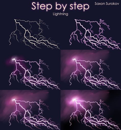 Magic Categories, Lightning Tutorial, Lightning Reference, Lightning Drawing, Photoshop For Beginners, Lightning Art, Digital Art Software, Air Brush, Digital Painting Tutorials