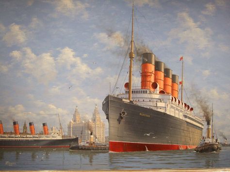 RMS Mauritania and RMS Lusitania Rms Lusitania, Rms Mauretania, Cunard Line, Ship Poster, Maritime Art, Merchant Navy, Cruise Liner, Ocean Liner, Abandoned Ships