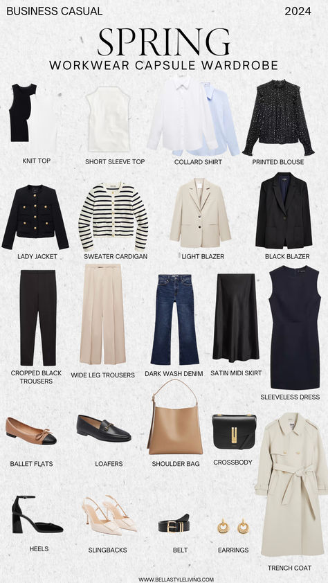 workwear capsule wardrobe Simple Workwear Outfits, Spring Work Capsule Wardrobe 2024, Spring Outfits Office Style, Work Capsule Wardrobe Business Casual, Work Outfits Women Spring, Corporate Capsule Wardrobe, Spring Work Outfits Office Chic, Dressing Capsule, Viking Outfits