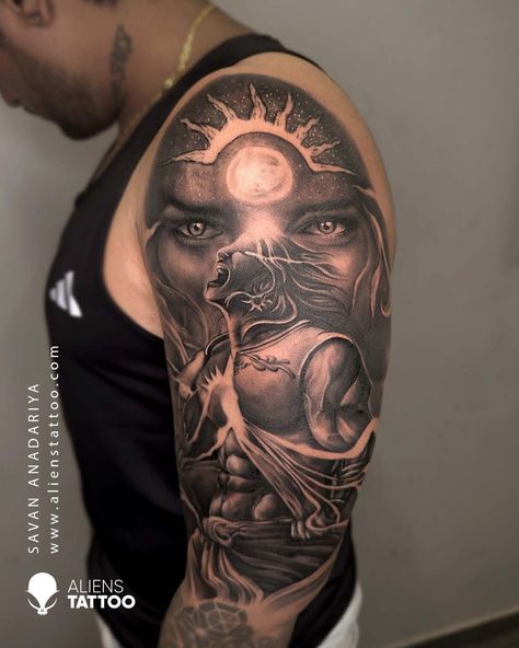 Karna Mahabharata Tattoo, Mahabharat Tattoo Design, Suryaputra Karna Tattoo, Karna Tattoos, Mahabharata Tattoo, Lord Karna, Karna Mahabharata, Suryaputra Karna, Wing Tattoo Arm