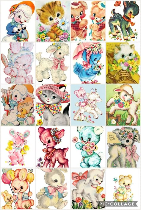 Crafts Pictures, Something To Draw, Animals Crafts, Vintage Stickers, Images Kawaii, 강아지 그림, Vintage Kitsch, Clip Art Vintage, Crafts With Pictures