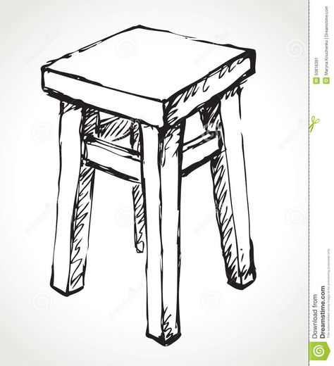 Stool sketch illustration Stool Illustration, Stool Sketch, Stool Drawing, Project Drawing, Perspective Images, Chair Drawing, White Stool, Semi Realism, Small Accent Chairs