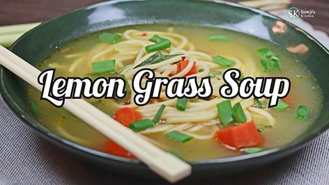 Simple and hearty soup that has the goodness of all the vegetables and the rich flavor from the lemon grass stock. Lemon Grass Soup, Thai Lemongrass Soup, Easy Asian Noodle Recipes, Veg Soup Recipes, Easy Asian Noodles, Lemongrass Soup, Soup Thai, Vegetable Noodle Soup, Konjac Noodles