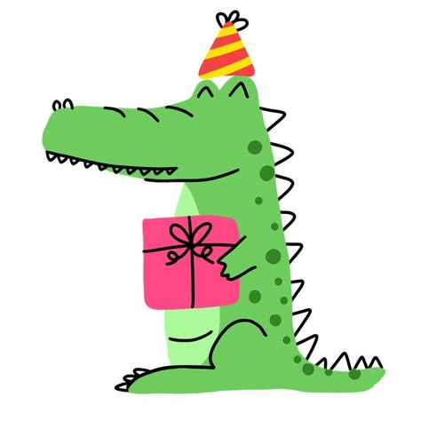 Crocodile Pictures, Crocodile Party, Cartoon Drawing Tutorial, Bday Cards, Cat Kids, Birthday Posts, Cactus Art, 1st Birthday Cake, Teacher Help