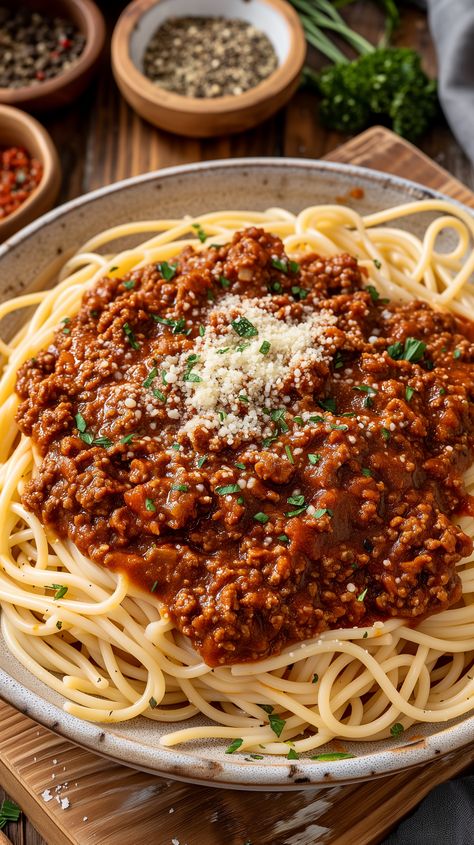 Spaghetti Bolognese - Frau Virtin Spaghetti Aesthetic Food, Spaghetti Bolognese Aesthetic, Bolognese Aesthetic, Pastas Aesthetic, Italian Pasta Aesthetic, Spaghetti Aesthetic, Spaghetti Meals, Bolognese Spaghetti, Meal Prep Ideas Healthy