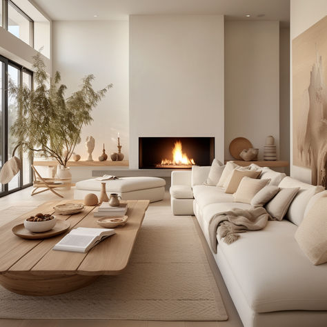 Scandi Lounge Room, Natural Light Living Room Ideas, Cosy Light Living Room, Zetels Modern Living Rooms, Natural Colours Living Room, Fireplace Japandi, Soft Living Room Aesthetic, Beige Sofa Living Room Color Schemes Colour Palettes, Serene Home Decor