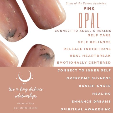 Pink opal meaning. Pink opal healing. Pink opal metaphysical properties. Pink opal magic. Meaning Of Opal Stones, Pink Chalcedony Meaning, Pink Opalite Meaning, Pink Opal Crystal Meaning, Pink Opal Meaning, Opal Crystal Meaning, Opal Stone Meaning, Crystal Pairings, Earth Vibes