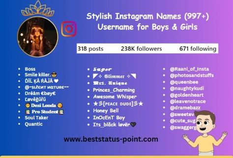 Best Attitude Names for Instagram, Instagram Id Names, and Attitude Names, Good Usernames, Username For Instagram For Boy #instagram #bio #caption Stylish Name For Instagram Id, User Name For Instagram For Boys, Tiktok User Name Ideas, Instagram Username Ideas For Boys, Instagram Id Name, Attitude Names For Instagram, Username For Boys, Username Ideas For Boys, Good Usernames