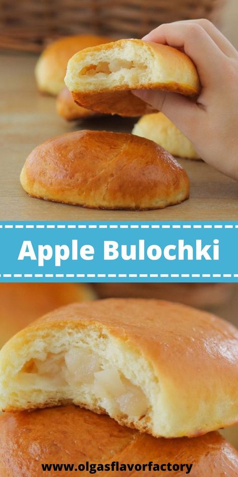 Apple bulochki are a popular Slavic dessert made with a sweet yeast dough. They are tender, fluffy and not too sweet. Sweet Yeast Rolls, Sweet Yeast Dough, Slovak Recipes, Polish Desserts, Yeast Dough, Yeast Rolls, Ukrainian Recipes, Czech Recipes, Sweet Roll