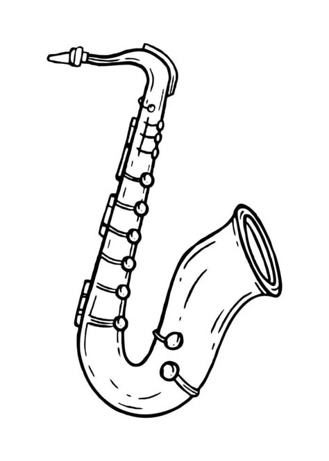 The saxophone is a musical instrument in the style of hand drawn. Vector black and white doodle illustration Saxophone Drawing, Saxophone Illustration, White Doodle, Air Guitar, Simple Sketches, Vector Game, Illustration Doodle, Man Sitting, Model Sheet