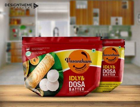 IDLY&DOSA BATTER PACKGING DESIGN Dosa Batter, Chip Bag, Product Design, Packaging Design, Snack Recipes, Chips, Packaging, Snacks, Film