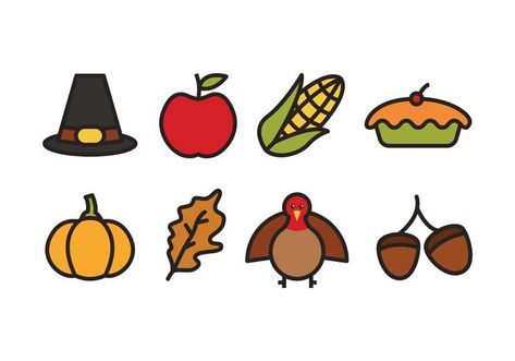 Thanksgiving Icons, Thanksgiving Fonts, Thanksgiving Icon, Calendar Doodles, Fall Fonts, Theme Snack, Hallway Decoration, Pilgrim Hat, Hat Vector