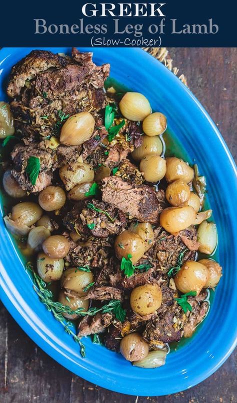 Creamy Hummus Recipe, Greek Roasted Potatoes, Leg Of Lamb Recipe, Boneless Leg Of Lamb, Lamb Leg Recipes, Greek Lamb, Lamb Recipe, Leg Of Lamb, Slow Cooker Roast