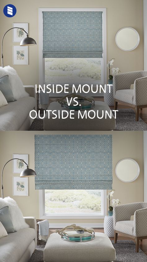 Outside Mount Roman Shades Living Room, Window Coverings For Sliding Doors, Curtains Vs Blinds, Outside Mount Blinds, Window Covering Ideas, Inside Mount Blinds, Roman Shades Living Room, Roman Blinds Kitchen, Patio Door Window Treatments