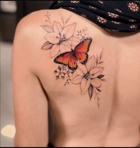 Pin by Kristin Mazzarese on tattoos in 2022 | Butterfly tattoos images, Girly tattoos, Butterfly tattoos for women Butterfly Tattoos Images, Butterfly With Flowers Tattoo, Unique Butterfly Tattoos, Butterfly Back Tattoo, Shoulder Blade Tattoo, Butterfly Tattoos For Women, Stylish Tattoo, Shoulder Tattoos For Women, Flowers Tattoo