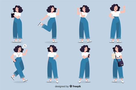 Flat Design Illustration Characters, Thinking Character, Flat Character Design, Showing Emotions, Character Design Vector, Character Flat Design, People Character, Flat Character, Flat Design Icons