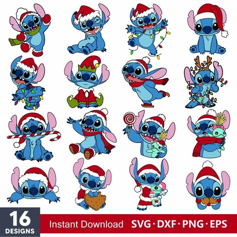 Christmas Stitch, Stitch Svg, Lilo Y Stitch, Christmas Bundle, Cute Poster, Christmas Nativity, Disney Christmas, Christmas Stickers, Christmas Designs