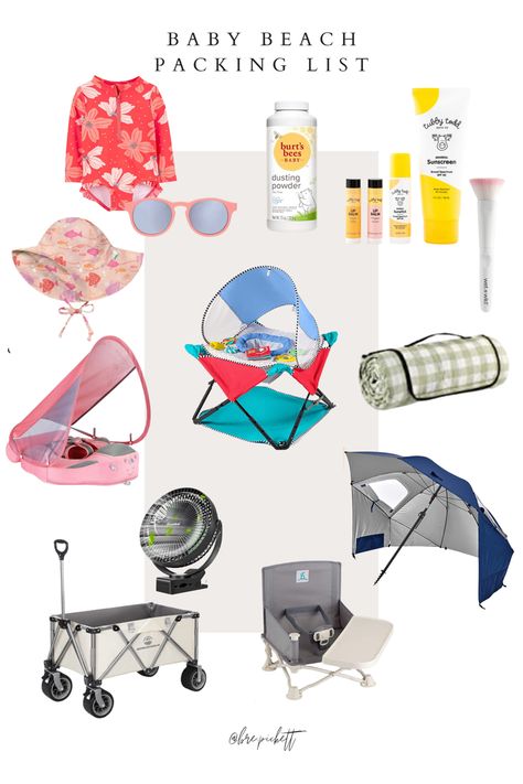 Beach items you will want to pack for your baby Baby To The Beach Tips, Beach With 6 Month Old, 8 Month Old Beach Trip, 3 Month Old Beach Essentials, 3 Month Old Beach Trip, Beach Day With Baby, Newborn Beach Essentials, Baby Summer Essentials, Infant Beach Essentials