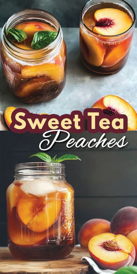 Ingredients: 6-8 ripe peaches 6 cups water 2 family-size black tea bags 1 cup sugar Ice for cooling Sterilized jars #sweetea #peaches #easyrecipes #camilarecipes Sweet Tea Canned Peaches, Homemade Sweet Tea, Eating Simple, Southern Summer, Black Tea Bags, Healthy Dinner Options, Easy Healthy Meal, Fresh Peaches, Canned Peaches