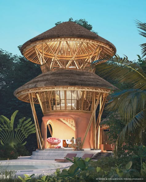 Bamboo House Bali, Poultry Farm Buildings, Bamboo Villa, Resort Design Plan, Bamboo Building, Circular Buildings, Bamboo House Design, Graphic Design Architecture, Bamboo Architecture