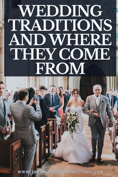 Some of the most popular wedding traditions and where they came from. From bridesmaids to groomsmen, here's a look at some of the more popular ones. The story behind the traditions, and what the meaning of them is. Do you know your wedding traditions? Wedding Traditions Explained, Mormon Wedding, Wedding Processional, Bridal Traditions, Throwing Confetti, British Wedding, Enchanted Forest Wedding, Historic Wedding, Wedding Traditions