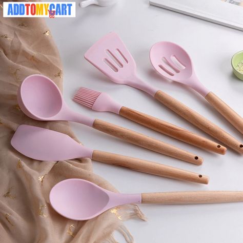 Premium Silicone Pink Cooking Tools Price: 10.98 & FREE Shipping #instagood Silicone Utensil Set, Silicone Kitchenware, Silicone Cooking Utensils, Kitchenware Set, Silicone Kitchen Utensils, Silicon Utensils, Acrylic Storage, Food Clips, Cooking Utensils Set