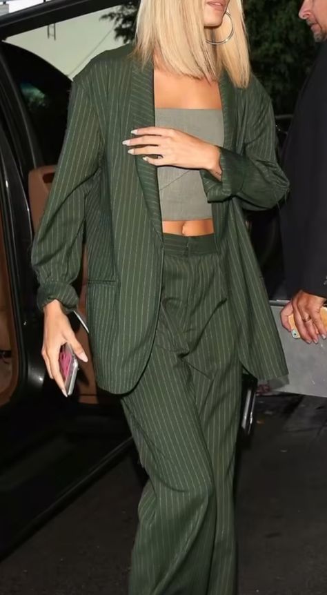 Green Pinstripe Suit, Pinstripe Suit Women, Green Pantsuit, Elegant Fits, Green Suit, Pinstripe Suit, Suit Women, Suit Fashion, Suits For Women