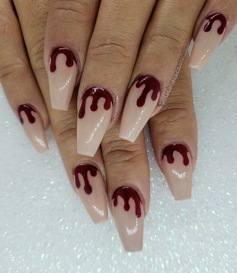 Blood drops Blood Drop Nails, Drop Nails, Blood Drop, Acrylic Nails, Nails