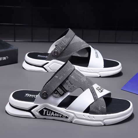 Cheap Men's Sandals, Buy Quality Shoes Directly from China Suppliers:WEH Sandals Men leather 2021 new Summer Beach Sandals brand designer soft Casual Driving trending Outside Slippers outdoor Enjoy ✓Free Shipping Worldwide! ✓Limited Time Sale ✓Easy Return. Sandal Pria Casual, Nike Sandals For Men, Sandals Luxury, Leather Slippers For Men, Retro Backpack, All Black Shoes, Men Sandals, Mens Leather Sandals, Summer Fashion Beach