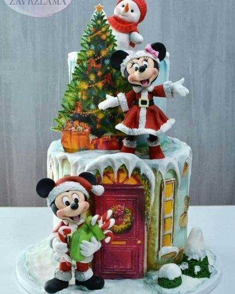 Happy New Year Cake, New Year Cake, Christmas Themed Cake, Artist Cake, Christmas Cake Designs, Minnie Cake, Christmas Cake Topper, New Year's Cake, Minnie Mouse Christmas