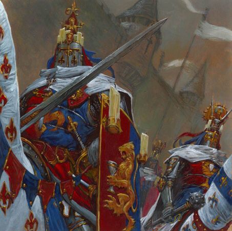 Badass Bretonnian Knights Bretonnia Art, Bretonnian Knight, Warhammer Fantasy Roleplay, Medieval Drawings, Alan Lee, Fantasy Battle, Warhammer Art, Knight Art, Fantasy Armor