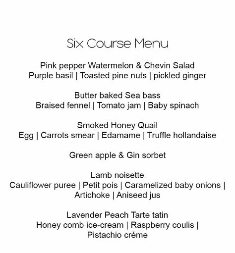 6 Course Meal Menu Ideas, Course Meal Menu Ideas, Course Dinner Menu Ideas, Meal Menu Ideas, 6 Course Meal, 3 Course Dinner, Baked Sea Bass, Fine Dining Menu, Raspberry Coulis