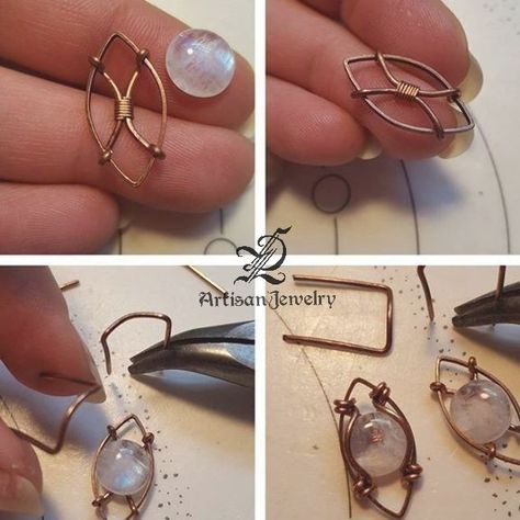 Diy Wire Earrings, Wire Jewelery, Wire Wrapping Diy, Bijoux Fil Aluminium, Wire Wrapped Jewelry Diy, Wire Jewelry Making, Wire Wrapped Jewelry Tutorials, Wire Jewelry Tutorial, Wire Jewelry Designs