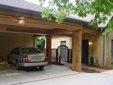 Carport Gate, Carport Addition, Carport Makeover, Enclosed Carport, Building A Carport, Carport Patio, Carport With Storage, Carport Ideas, Pergola Carport