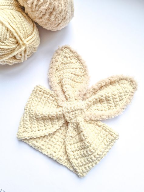 Bunny Ear Warmer Crochet pattern by Maggie Harrison Crochet Pattern Ear Warmer, Ear Warmer Crochet Pattern, Easter Bunny Crochet, Easter Bunny Crochet Pattern, Ear Warmer Crochet, Bandeau Au Crochet, Bunny Crochet Pattern, Easter Baskets For Toddlers, Bunny Crochet