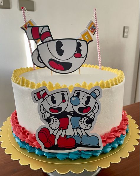 Cuphead Birthday Party Ideas, Cuphead Cake, Cuphead Birthday, Casino Cups, Cuphead Art, Memes English, Cup Head, Cake Ideas, Aesthetic Anime