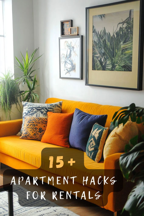 Make your rental feel like home with these 15 easy apartment hacks! Perfect for adding style, storage, and personality without losing your deposit. Click to see these creative ideas! 🏠✨ #ApartmentHacks #RentalLiving #DIYDecor #RenterFriendly #StylishSpaces #SmallSpaceLiving #ApartmentInspo Small Space Rental Hacks, Make My Apartment Feel Like Home, No Furniture Apartment, Small Apartment Ideas On A Budget Rental How To Decorate, Decor For Rental Apartments, Small Rental Home Ideas, Styling A Rental Home, Renter Living Room Decor, Make A Rental Feel Like Home