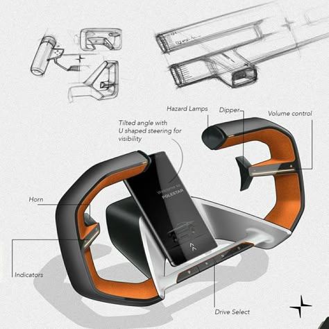 Steering Wheel Design Sketches, Steering Wheel Design Concept, Steering Wheel Design, Car Interior Sketch, Medical Device Design, Car Interior Design Sketch, Industrial Design Portfolio, Futuristic Helmet, Motorbike Design