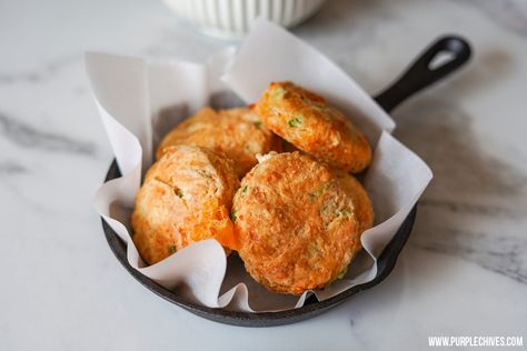 Gochujang Cheddar Green Onion Scones Recipe - PURPLECHIVES Onion Scones, Basic Scones, Raisin Scones, British Scones, Best Scone Recipe, Savory Scones, Griddle Cooking, Scones Recipe, Dough Ingredients