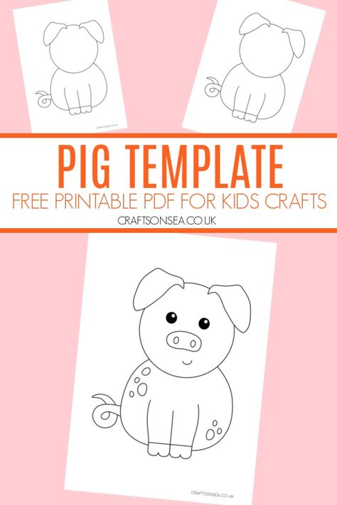 This cute free printable pig template has two different designs for you to download and is perfect for kids crafts and farm topics. Pig Printables Free, Pig Template Free Printable, Horse Craft For Toddlers, 3 Little Pigs Craft, Pig Template, Pig Printable, Preschool Farm, Template Free Printable, Farm Animal Crafts