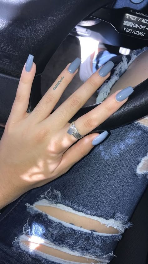 Grey Blue Nails, Nails Gray, Grey Acrylic Nails, Acrylic Nails Stiletto, Nagellack Trends, Red Acrylic Nails, Nails Acrylic Coffin, Blue Acrylic Nails, White Acrylic Nails