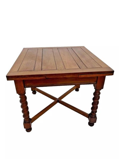 Antique Expanding Pub Kitchen Table Barley Twist Legs Quarter sawed Oak 1A Antique Kitchen Table, Barley Twist Table, Pub Kitchen, Refectory Table, Antique Dining Tables, Tiger Oak, Expandable Dining Table, Barley Twist, Usa States