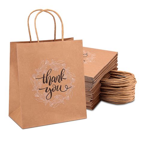 PRICES MAY VARY. 【High-quality Gift Paper Bags】The thank you bulk gift bags is made of ultra-high-quality kraft paper material, which is more tough and not easy to tear. and it is carefully made with super strong glue, sturdy and durable, and can withstand a weight of at least 12 pounds. It has a twisted paper handle for carrying Comfortable, the size is 8x4.75x10 inches, which can meet various packaging needs 【Classic Design】The brown kraft paper bags have exquisite "Thank you" printed on the f Paper Bag Design, Volunteer Gifts, Retail Bags, Holiday Gift Bag, Wedding Gift Bags, Wedding Welcome Bags, Brown Kraft Paper, Strongest Glue, Party Gift Bags