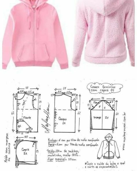 Pola Jaket, Hoodie Sewing, Diy Clothes Patterns, Hoodie Sewing Pattern, Kids Clothes Diy, T Shirt Sewing Pattern, Girls Clothes Patterns, Sewing Clothes Women, Shirt Sewing Pattern